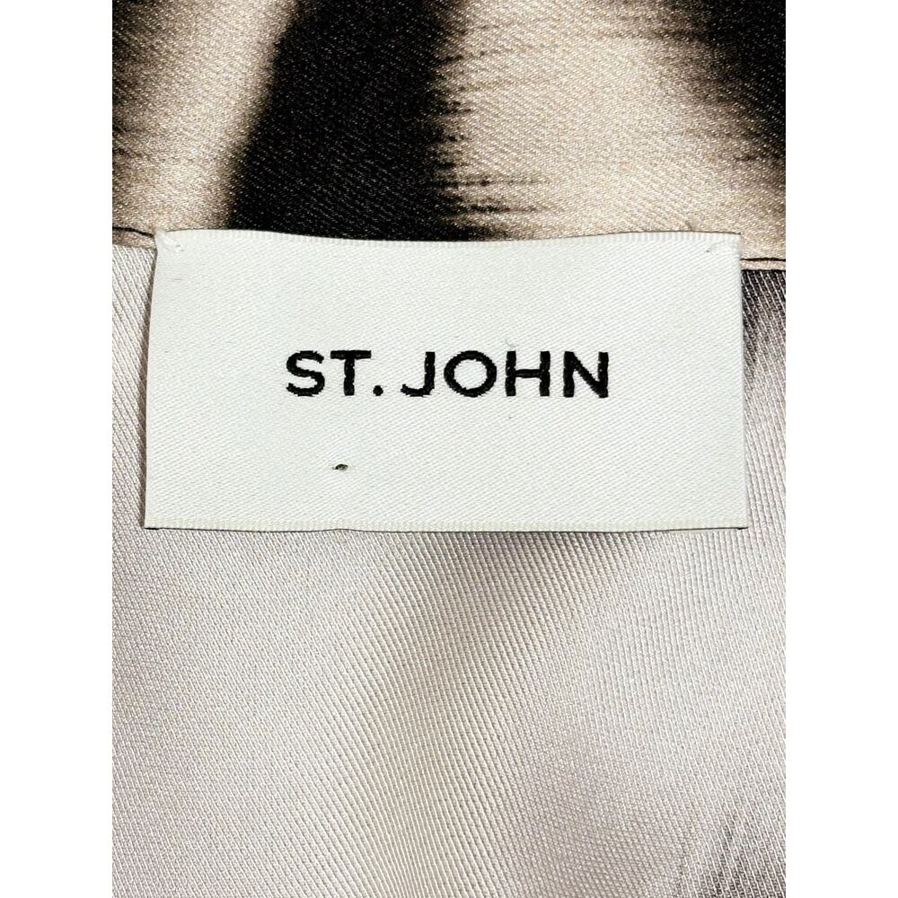 St John Long Sleeve Zebra Print Scarf Tie Neck Midi Dress Size 6 - Picture 7 of 8